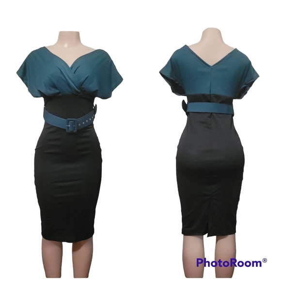 2 color midi dress new size S, M, L, XL, XXL Available - Picture 3 of 13